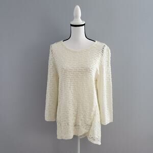 Peck & Peck Cream Lightweight Lace Sweater Size L